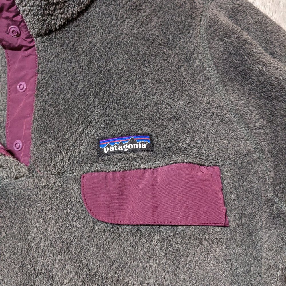 Patagonia Gray Purple Re-Tool Snap-T Fleece Pullover Kangaroo Pocket XL - Picture 5 of 7